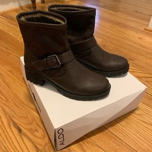 Aldo legisa pull on ankle boot, dark brown, size 7